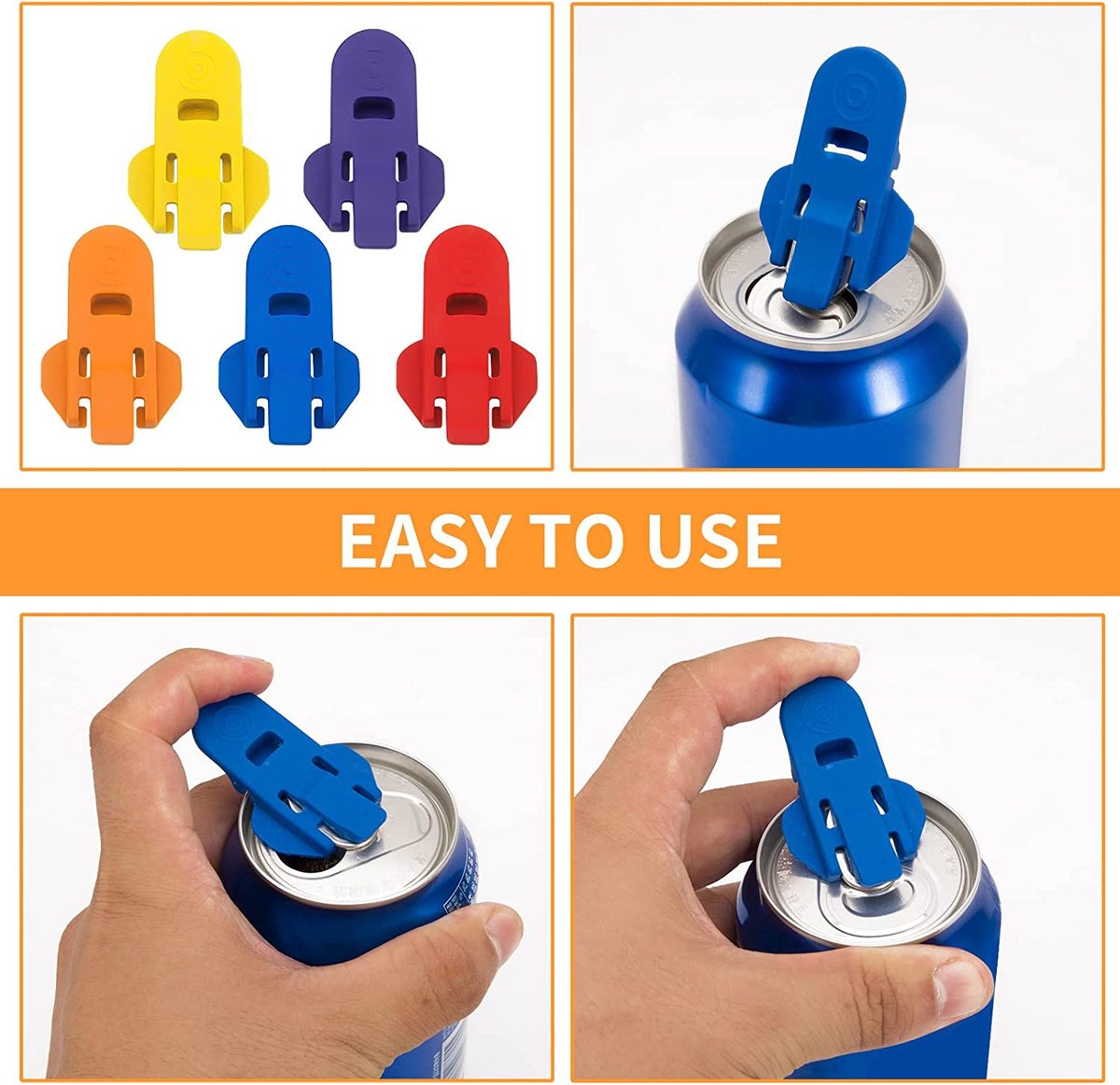 Can Opener - 6 Pieces - Can Opener - Can Opener - Can Opener For Cans - Can Sealer - Drink Can Opener - Can Lock - Aid For Rheumatism - Soft Drink Can Opener - Small Can Sealer - Against Insects And Leaks - 6 Colors