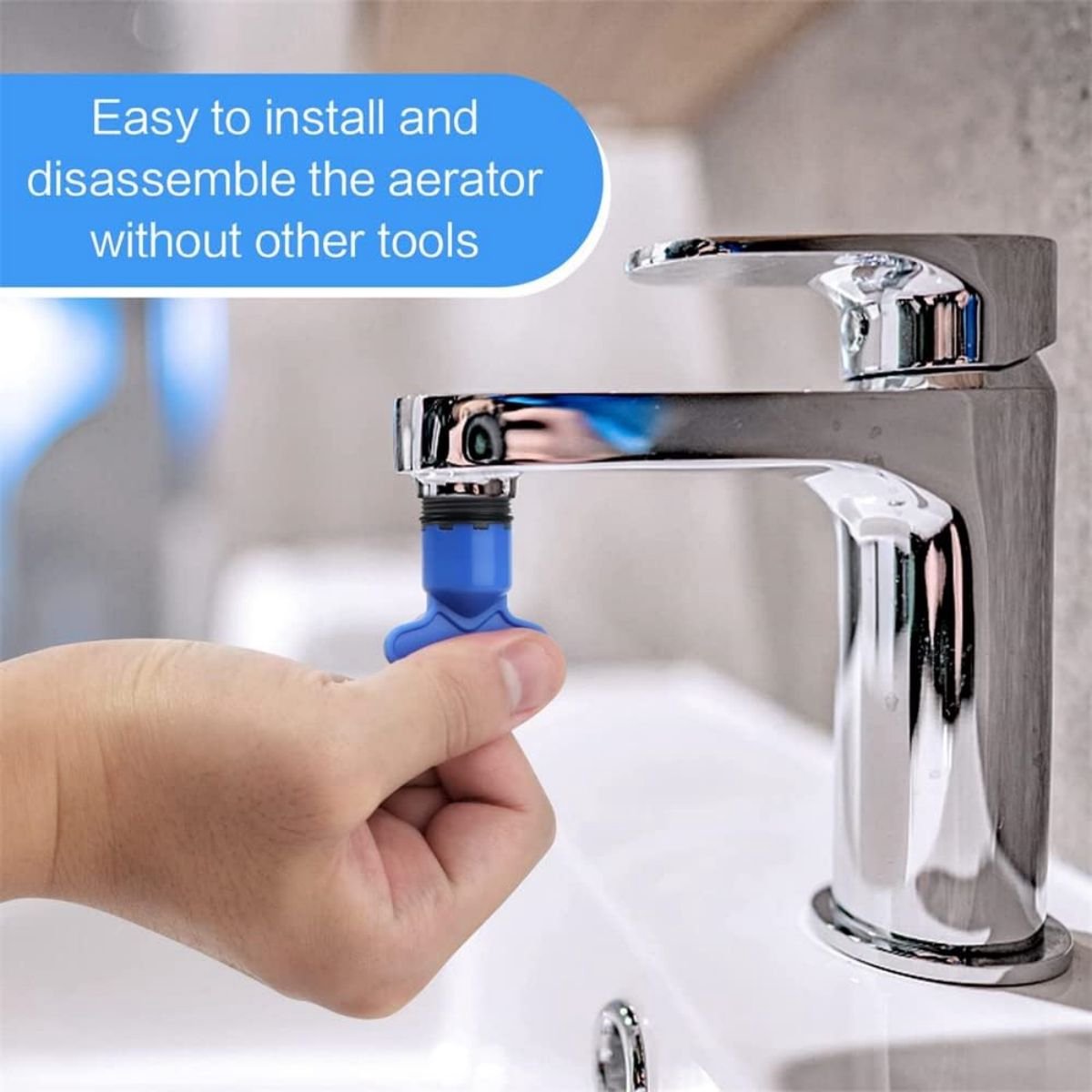 Water-Saving Aerator - M18 x 6 Pieces Tap Aerator - With Mounting Wrench - Tap Strainer for Taps - Tap Attachment - Tap Connector - Includes Disassembly Wrench & Removal Tool - Blue