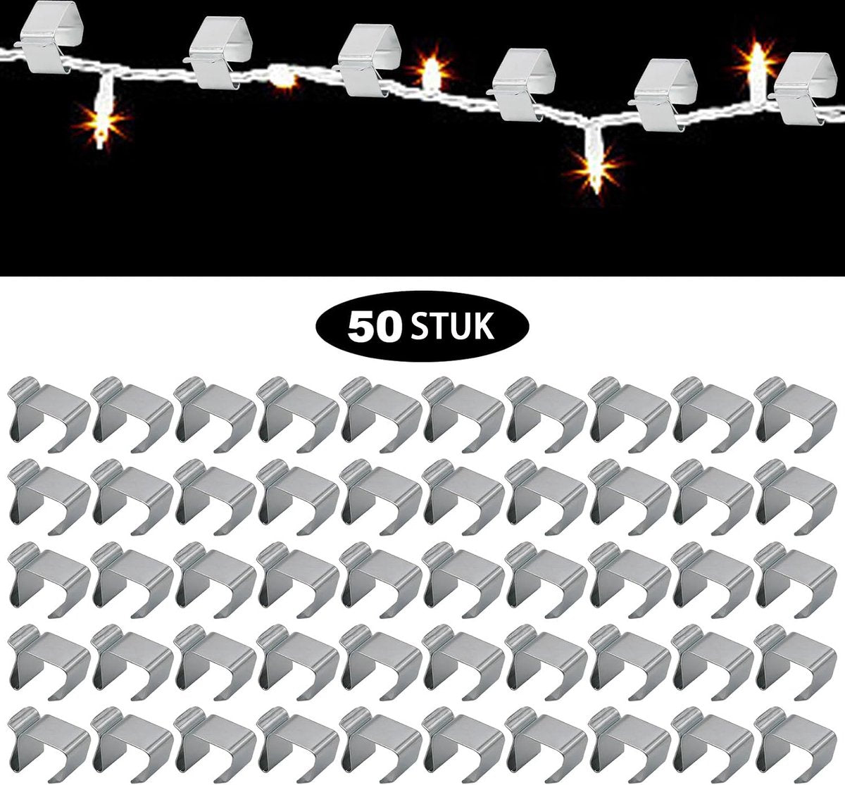 50 Pieces - Christmas Lights Gutter Hooks - Christmas Lights Roof Hooks - Christmas Lights Clips - Christmas Lights Gutter Hangers Seasonal Lighting Hooks For Outdoors For Christmas Lights Kitchen - Stainless Steel Clamp Metal Cable Clamp - Cable Clips -