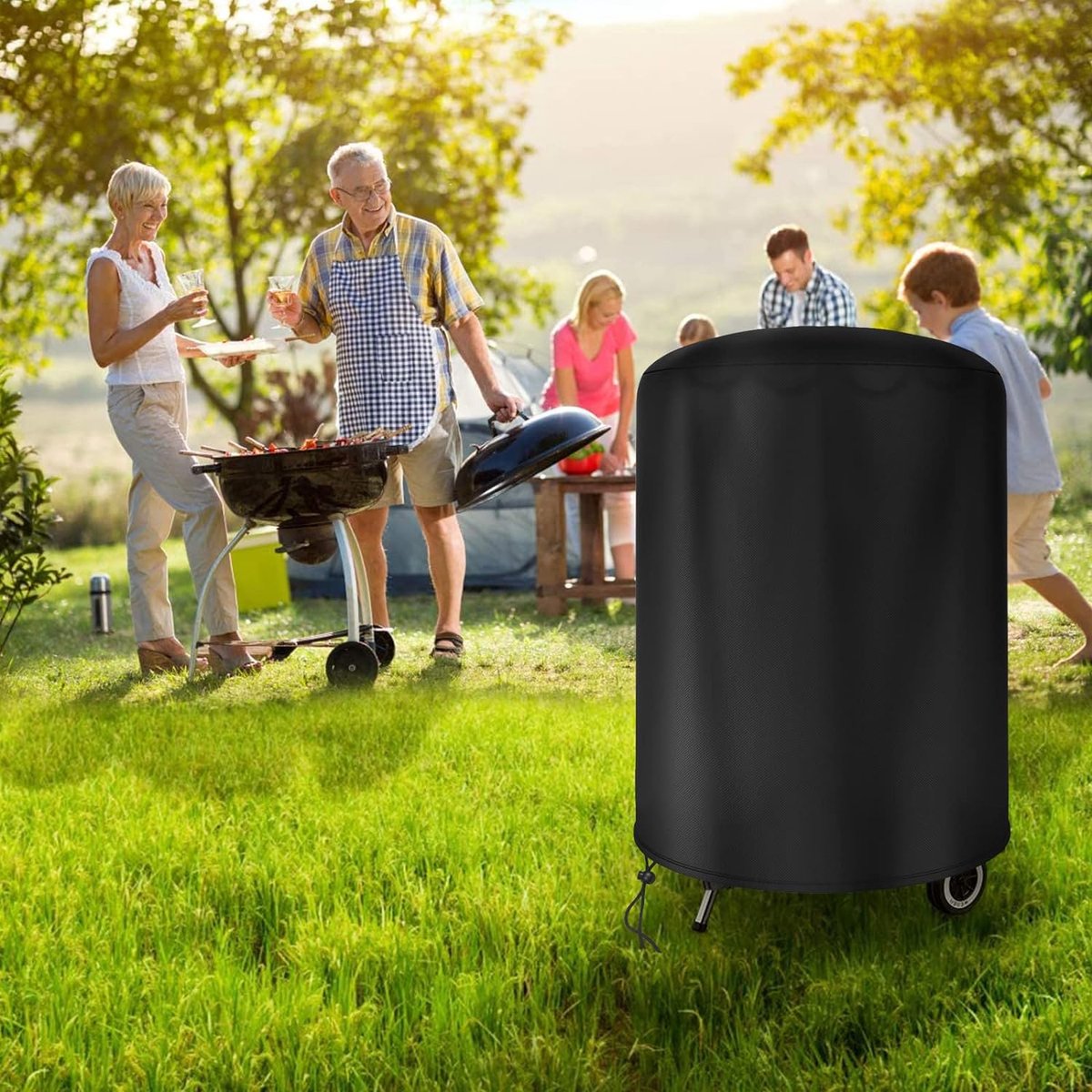 BBQ Cover - Barbecue Protective Cover - 70x70 cm - Round BBQ Cover - Waterproof - Universal Barbecue Cover - Outdoor Grill Cover - Round Barbecue - Waterproof UV Cover - Barbecue Cover - Oxford - Waterproof - Weatherproof - Cover
