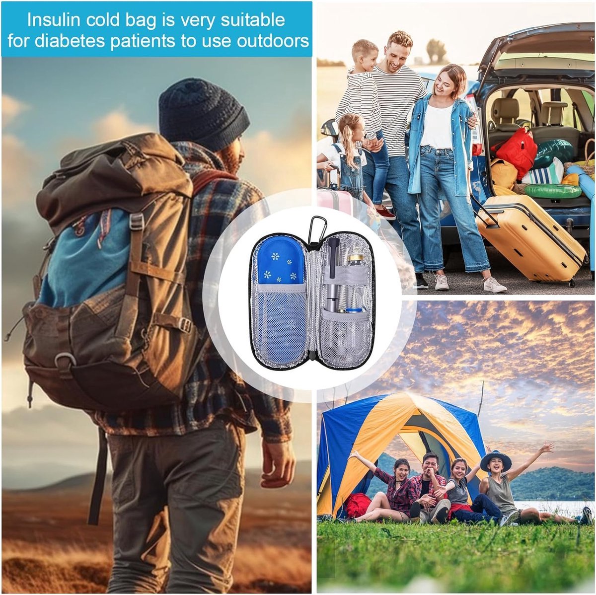 2 Pieces - Diabetes cooler bag - cooler bag - diabetes case - Diabetes bag - diabetes case - insulin syringes - travel case - No gel pack included