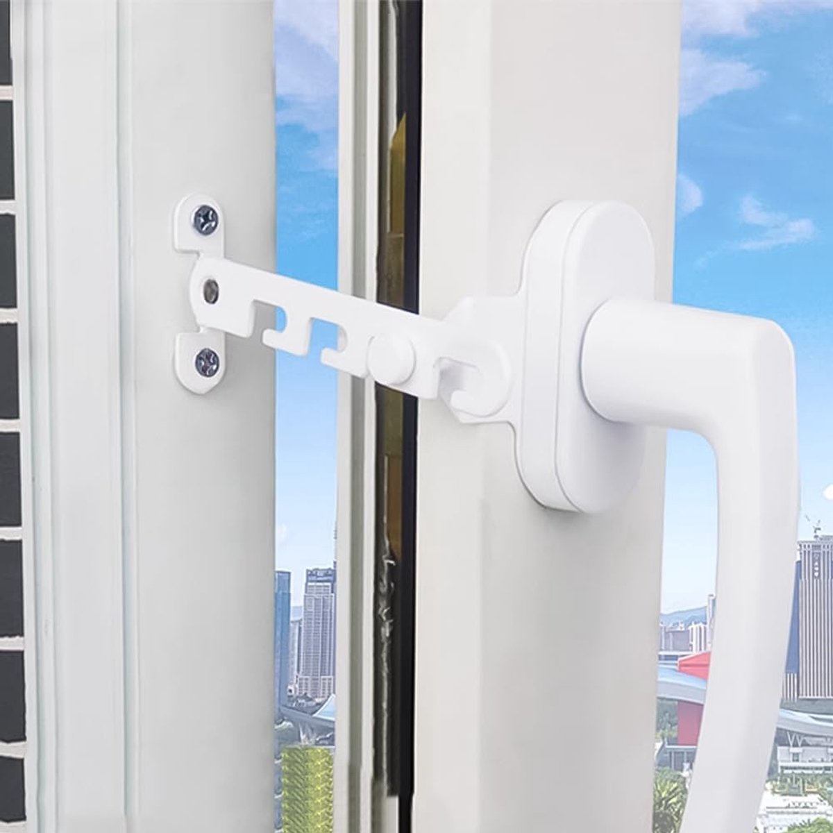 Pieces Window Stopper - Window Limiter - Window Security - Child Lock for Window - Window Tilt Regulator for Adjusting the Window Opening - Suitable for Any Window - Window Lock - Locks for Windows - Child Lock - Safety - Frame Lock - Small Lock - White