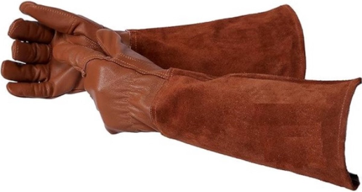 1 pair - garden gloves for ladies/gentlemen - thorn-resistant cowhide leather - rose/blackberry pruning - long forearm protection, thorn- and cut-resistant garden gloves with long, heavy leather glove
