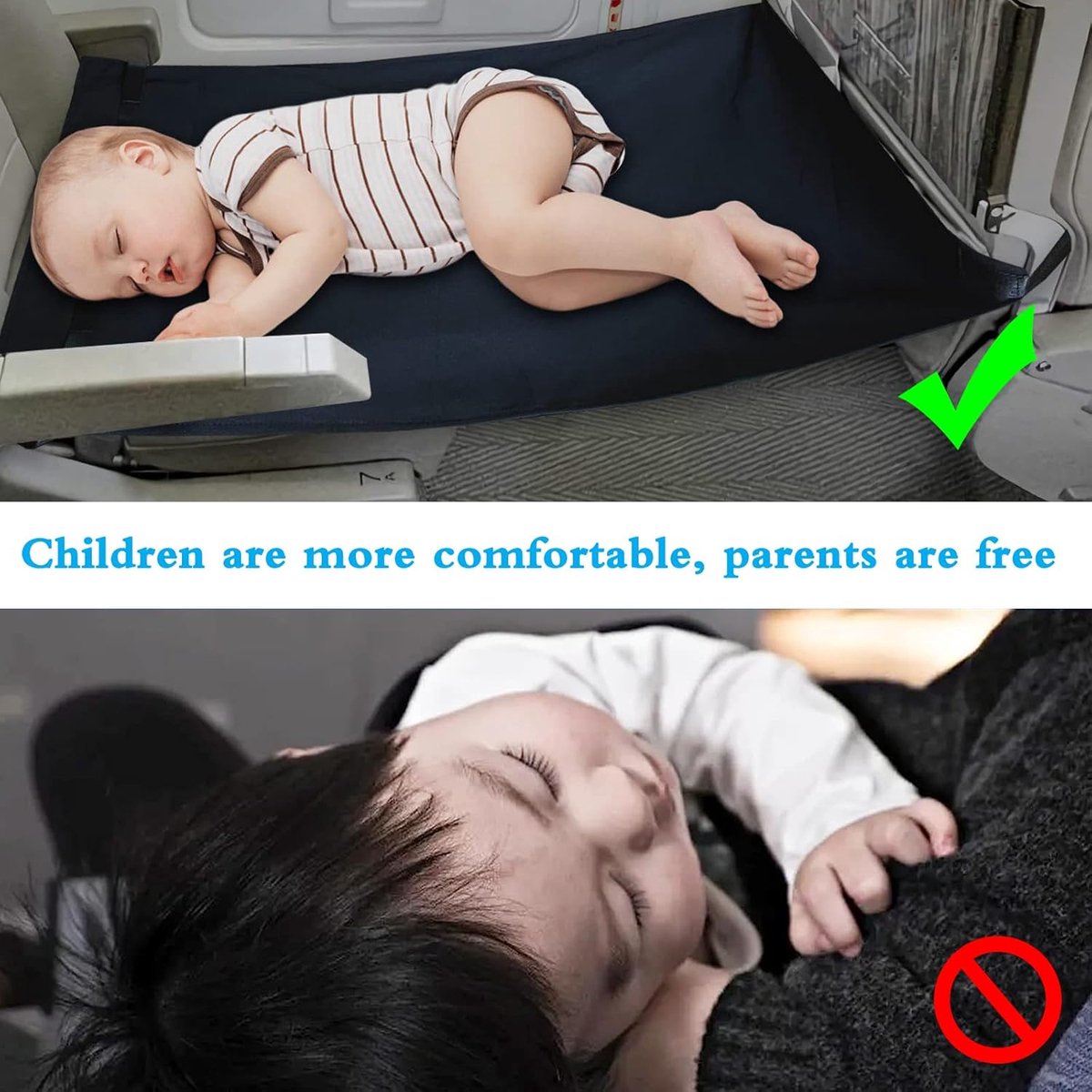 Airplane Bed - Baby Bed - Airplane Beds - Airplane Bed - Airplane Footrest - Must Have For Traveling - Ideal For Airplanes And Cars - Comfortable - Washable - Compact And Portable - Black