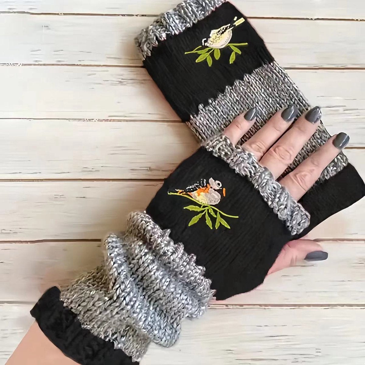 Wrist Warmers - Knitted Women's Fingerless Gloves - Wrist Warmers - Long Knitted Wrist Warmers - Fingerless Gloves - Gloves for Autumn & Winter - Black - 1 Pair - One Size