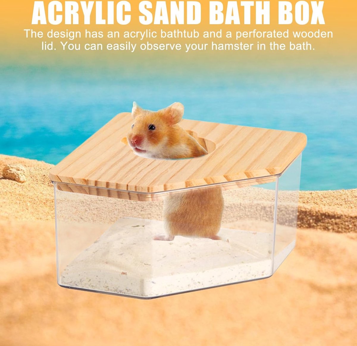 Sand Bath for Mice - Toilet Sand Bath - Dustbath for Rodents - Wooden Hamsters - Rodent Accessory Sand Bath - Sand Tray Enclosed House - Sand Tray - Triangle - Sand Bath for Hamsters and Small Animals - For Hamsters/Gerbils