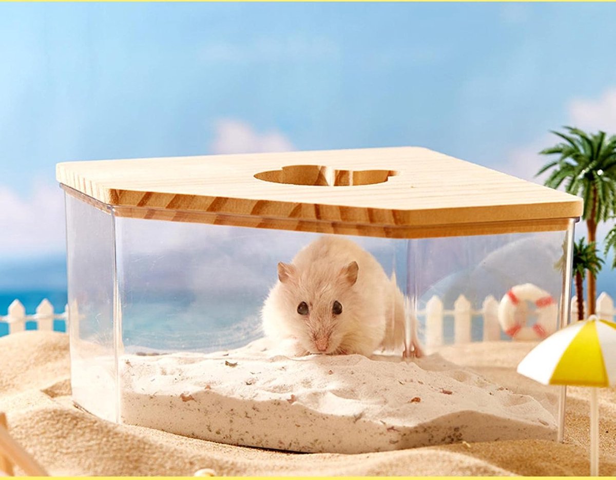 Sand Bath for Mice - Toilet Sand Bath - Dustbath for Rodents - Wooden Hamsters - Rodent Accessory Sand Bath - Sand Tray Enclosed House - Sand Tray - Triangle - Sand Bath for Hamsters and Small Animals - For Hamsters/Gerbils