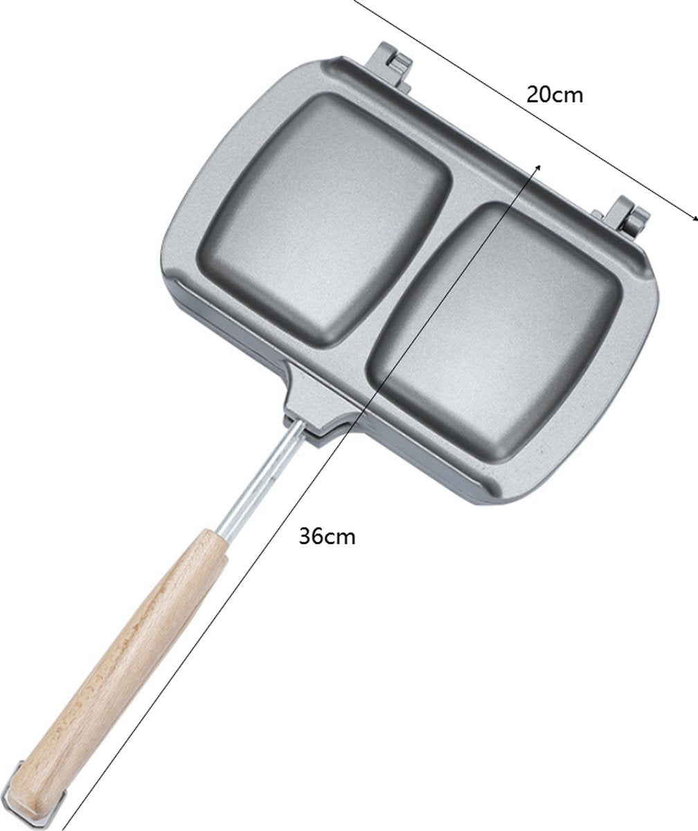 Reversible Sandwich Maker - Double-Sided Frying Pan - Contact Grill - Non-Stick Gas Toaster - Sandwich Plate - With Handle - Omelet Sandwich Maker - Grey