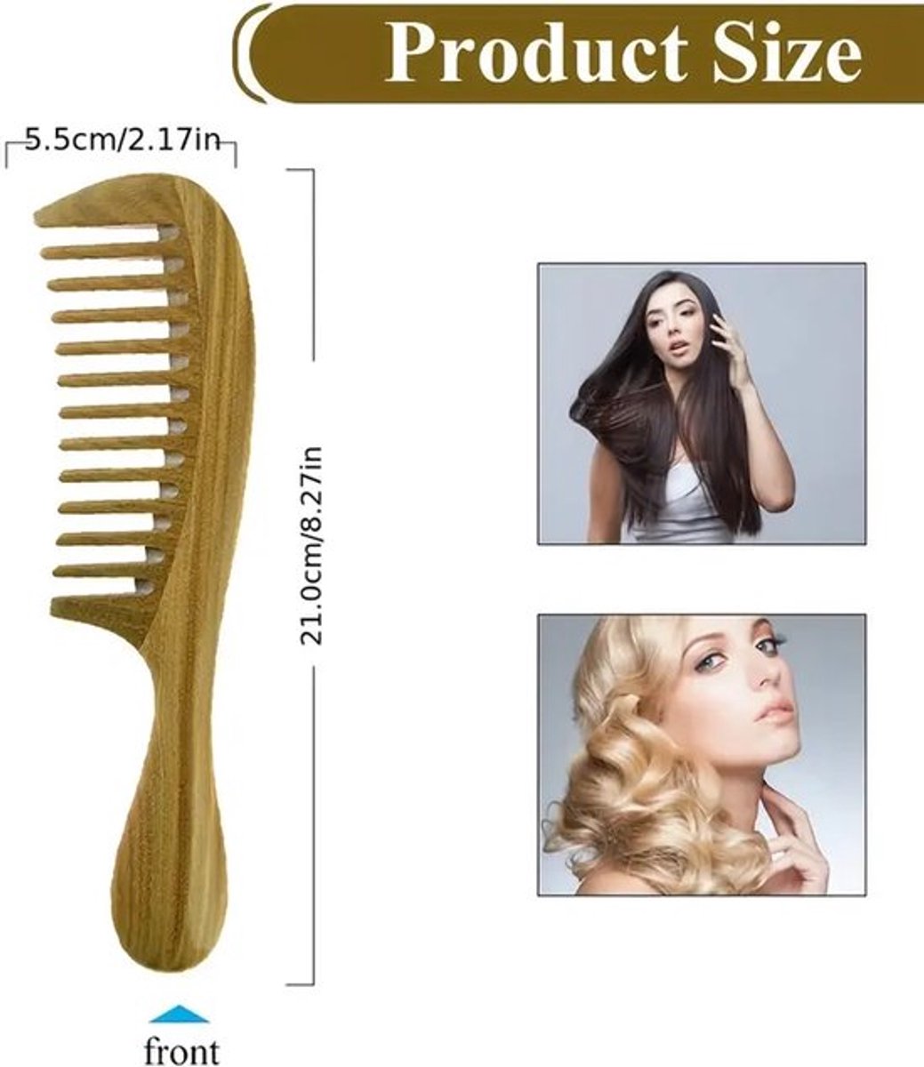 Sandalwood Comb - Handmade Coarse Sandalwood Comb - Wide Coarse Shark Comb - Plastic-Free Wooden Comb - Sustainable Gift - Anti-Static Wood Hair Comb - Handmade Sandalwood Comb - Styling Tool - Natural Head Massager - Barber Comb - Hair Comb
