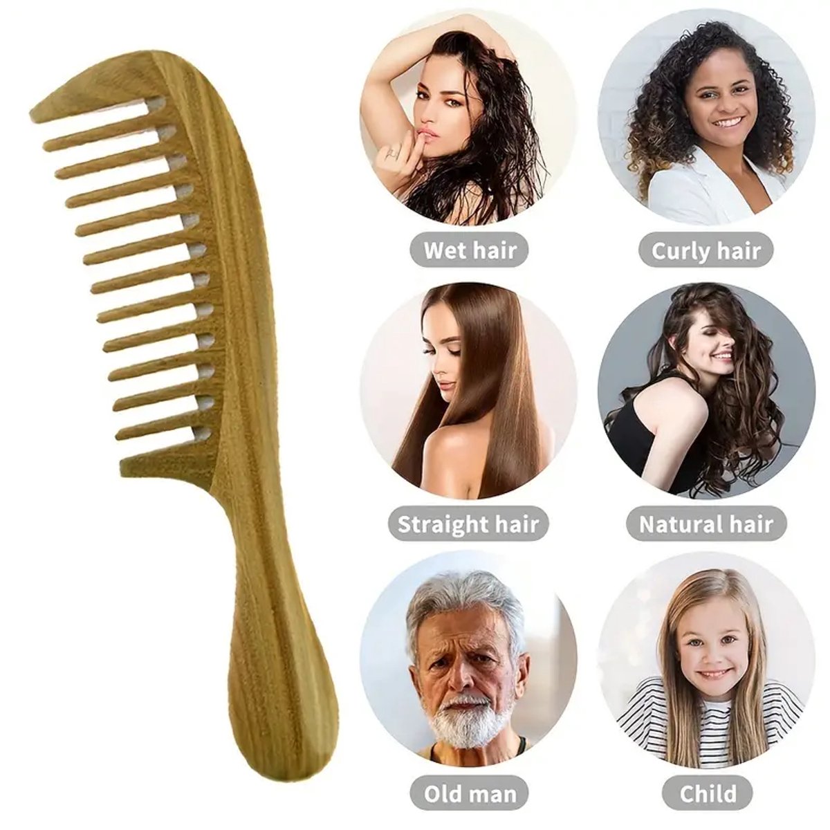 Sandalwood Comb - Handmade Coarse Sandalwood Comb - Wide Coarse Shark Comb - Plastic-Free Wooden Comb - Sustainable Gift - Anti-Static Wood Hair Comb - Handmade Sandalwood Comb - Styling Tool - Natural Head Massager - Barber Comb - Hair Comb