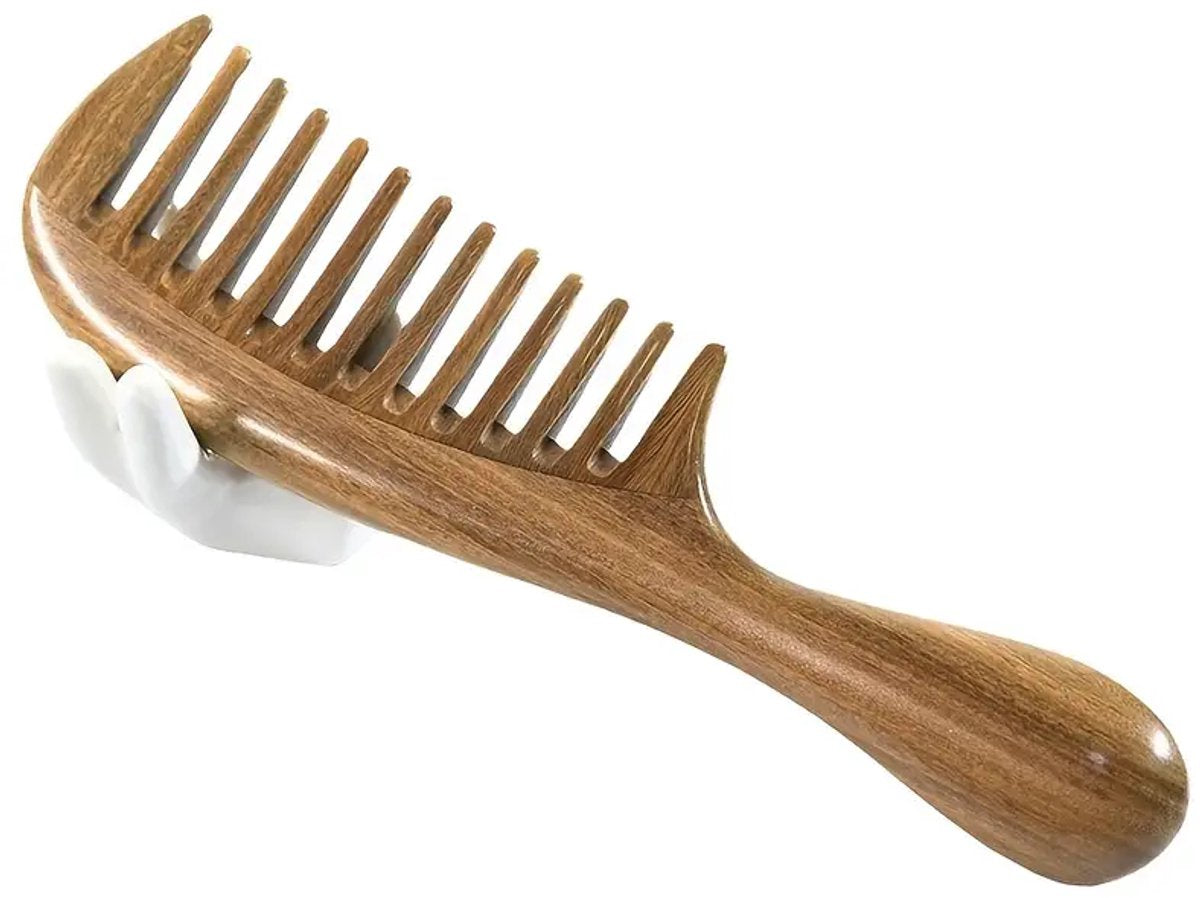 Sandalwood Comb - Handmade Coarse Sandalwood Comb - Wide Coarse Shark Comb - Plastic-Free Wooden Comb - Sustainable Gift - Anti-Static Wood Hair Comb - Handmade Sandalwood Comb - Styling Tool - Natural Head Massager - Barber Comb - Hair Comb