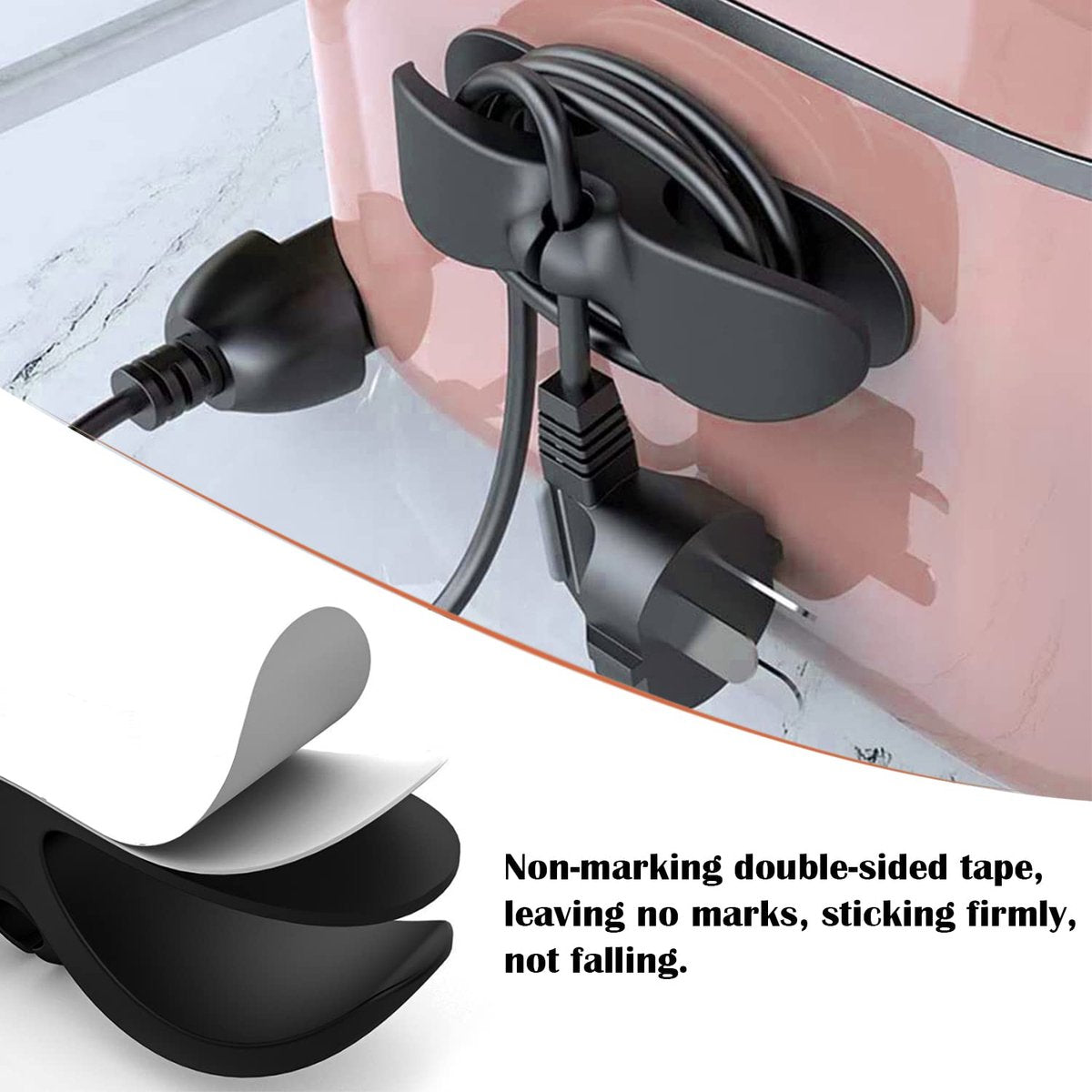 Cable Organizer - 6 Pieces - Cable Organizer - Cable Reels - Winder Cord Clip - Cable Wire Clips - Cord Holder - Cable Holders - Kitchen Organizers - Cable Reel Devices - Cable Holder - Gadget Accessories - Self-Adhesive - Black/Gray/White