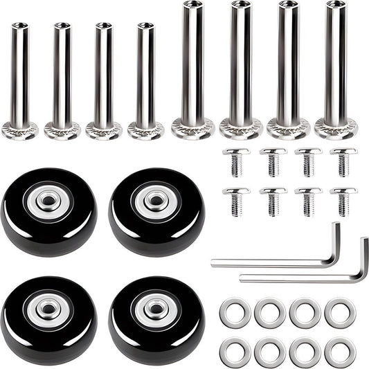 4 Pieces Rubber Swivel Casters - 50x18cm - Suitcase Casters - Swivel Casters - Stick-on - Mute - With Ball Bearings - With Screws And Wrench - Suitcase Swivel Caster - Replacement Casters - Repair Kits - Luggage Case - High Quality