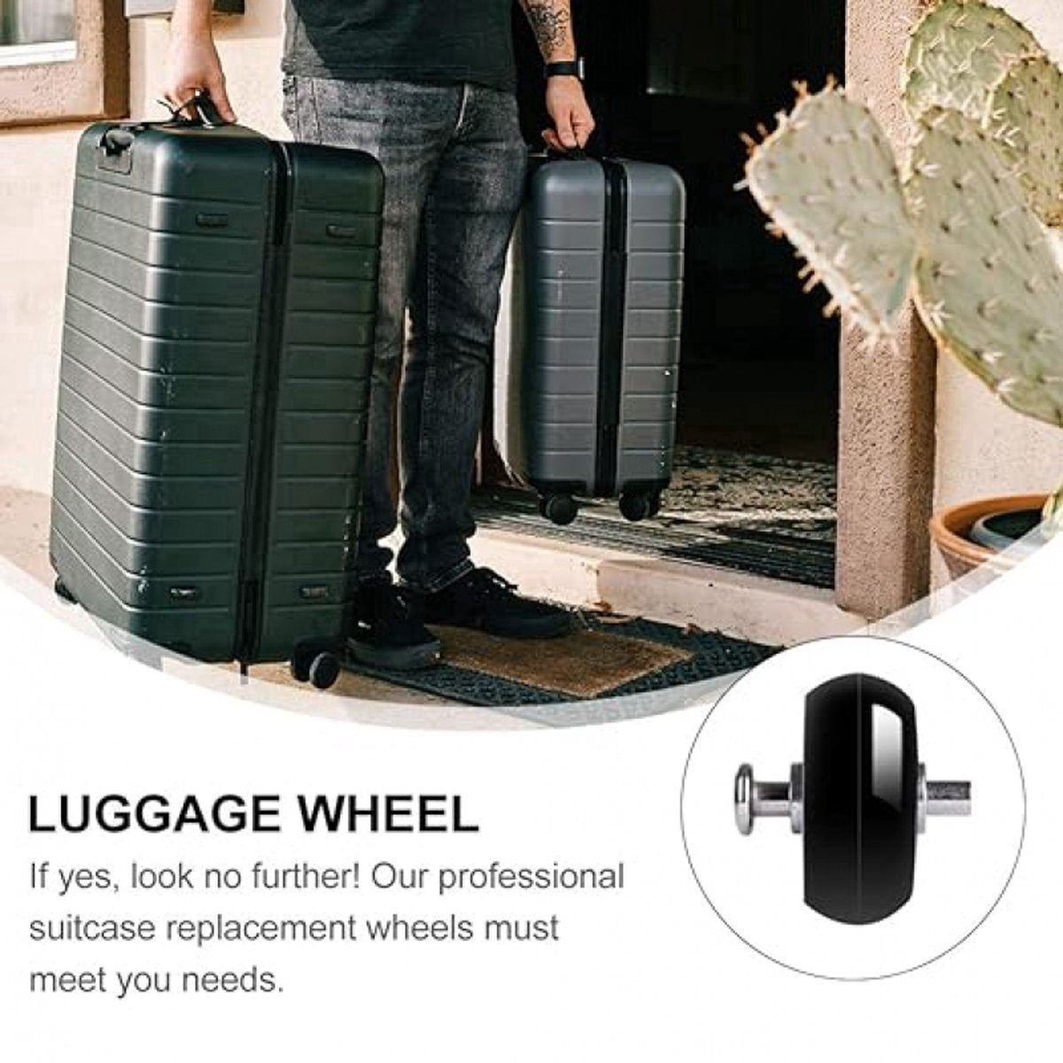 4 Pieces Rubber Swivel Casters - 50x18cm - Suitcase Casters - Swivel Casters - Stick-on - Mute - With Ball Bearings - With Screws And Wrench - Suitcase Swivel Caster - Replacement Casters - Repair Kits - Luggage Case - High Quality