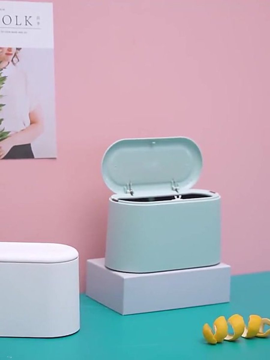 Trash Can - Sensor Trash Can - Sturdy - Countertop Waste Bin - Mini Trash Can - Desktop - Tabletop Waste Bin - Plastic Trash Can - Bathroom Waste Bin - Recycling Waste Bin - Car Trash Can - Blue - Office Trash Cans - Home / Office
