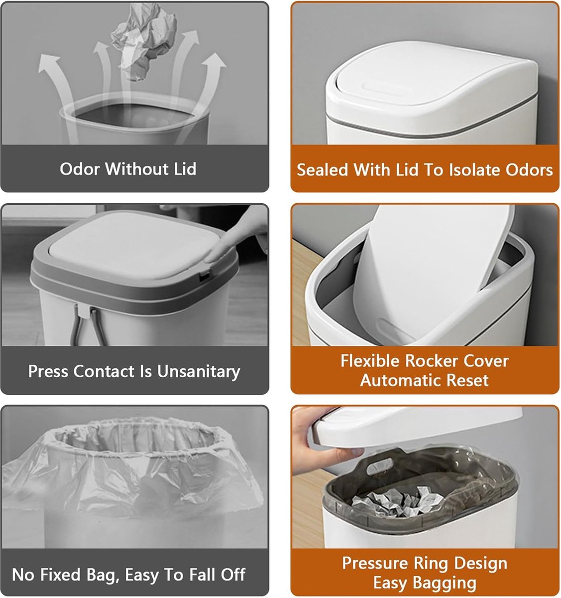 Countertop Waste Bins - Car Trash Can - With Flip-Up Lid - Small Countertop Waste Bin - Mini Trash Can - Tabletop Waste Bin - Plastic Trash Can - Bathroom Waste Bin - Recycling Waste Bin - Handy Trash Can - Office Waste Bins - Home / Office