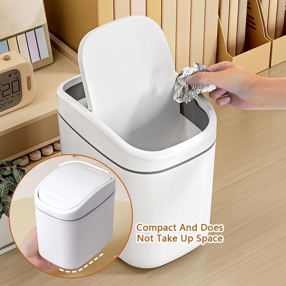 Countertop Waste Bins - Car Trash Can - With Flip-Up Lid - Small Countertop Waste Bin - Mini Trash Can - Tabletop Waste Bin - Plastic Trash Can - Bathroom Waste Bin - Recycling Waste Bin - Handy Trash Can - Office Waste Bins - Home / Office