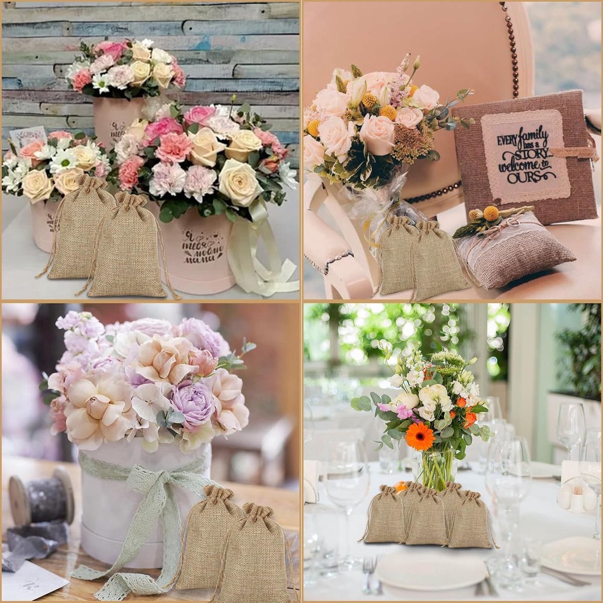 Jute Bags - 7 x 9 cm - 50 Pieces
