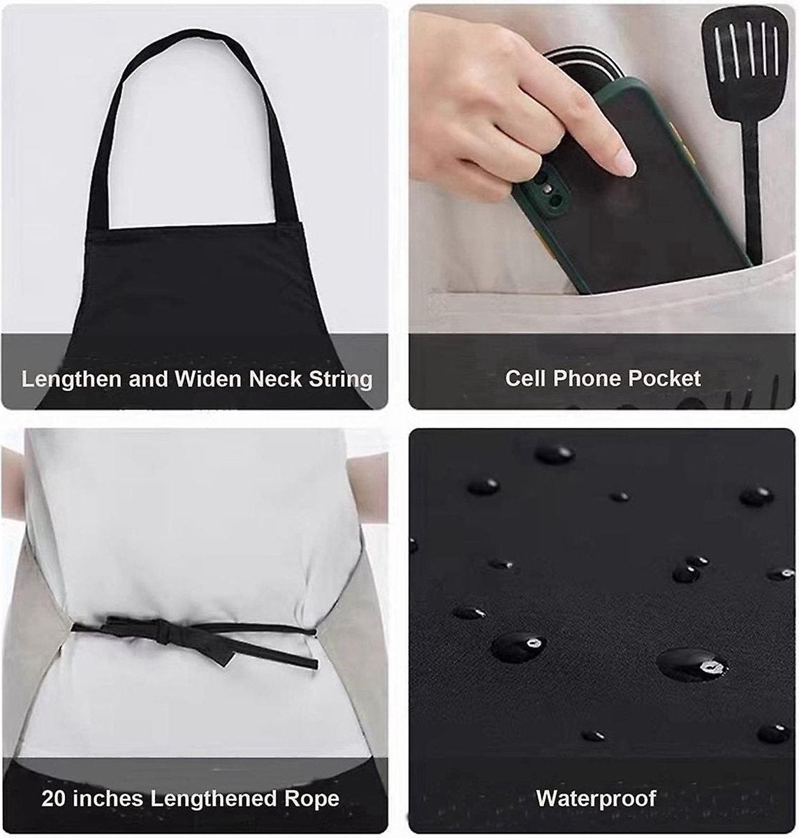 Kitchen Apron - 2 Pieces - Professional Cooking Apron - For Ladies and Gentlemen - Hospitality Apron - Easily Adjustable - Pottery Apron - Painting Apron - Crafts - For Men's Workshop - Denim Apron - Bartenders - Carpenter's Apron - Barbecue Aprons - Kitc