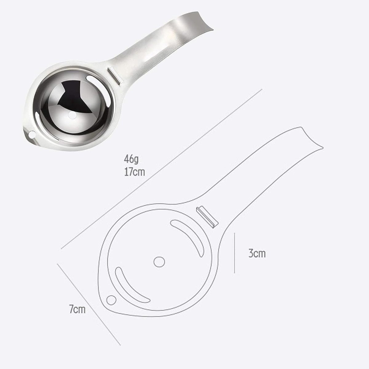 Professional Egg Separator - Egg Separator - Egg Separation - Egg Splitter - Egg Yolk Separator - Egg Separator - Egg Yolk Separator - Egg Separator - Egg White - Egg Yolk - Stainless Steel - Silver - Egg Separator with Stainless Steel Impact Edge