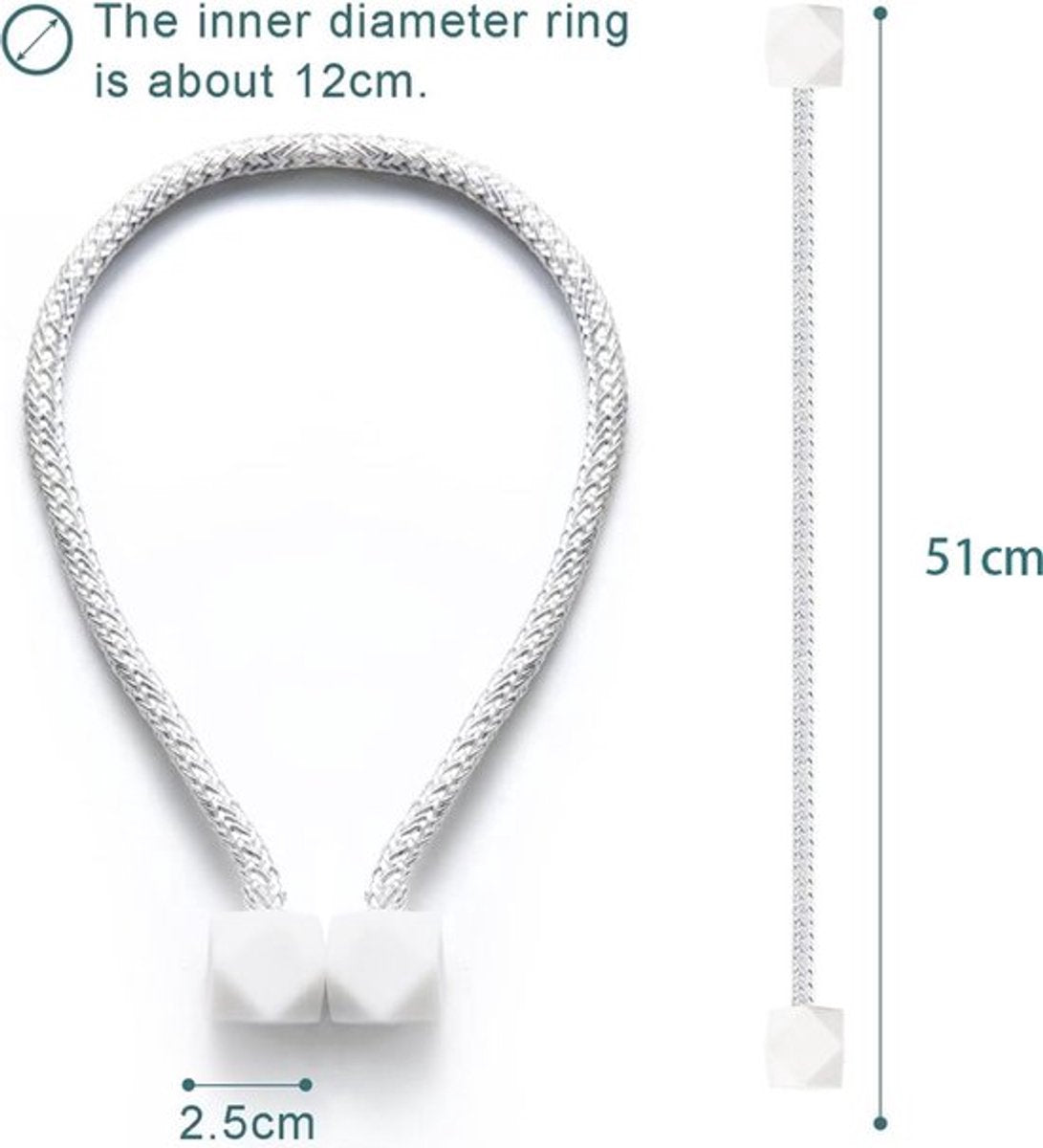 Luxury Curtain Holder - 6 Pieces - Curtain Hook - Magnetic Curtain Cord - Magnetic Curtain Holders - Curtain Tie - Curtain Clamps - Curtain Fixing - Curtain Accessories - Easy to Carry - Grey