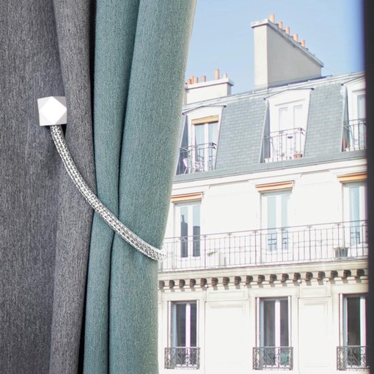 Luxury Curtain Holder - 6 Pieces - Curtain Hook - Magnetic Curtain Cord - Magnetic Curtain Holders - Curtain Tie - Curtain Clamps - Curtain Fixing - Curtain Accessories - Easy to Carry - Grey