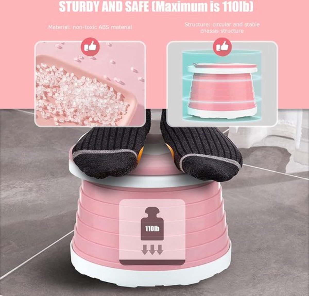 Potty - Child Potty - Toddler Potty - Potty with Lid - Toddler Potty with Lid - Trainer Toilet Seat - Potty for Children - Baby Toilet Seat - Children's Potty - Child-Friendly Design - For Boys and Girls - Portable - Foldable - Pink