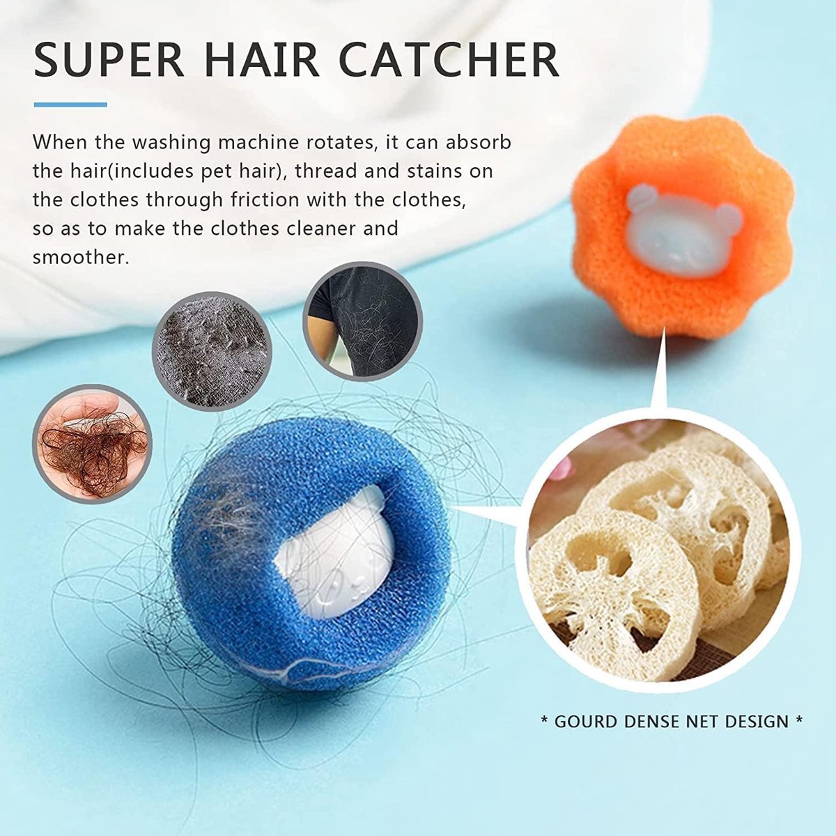 Washing Machine Laundry Balls - 12 Pieces - Laundry Ball - Anti-Hair - Dryer Ball - Fabric Softener Ball - Dryer Ball - Anti-Rolling Laundry Ball - Cleaning Supplies - Household Gadgets - Reusable - Hair Catcher - Anti-Flint - For Washing Machine/Dryer