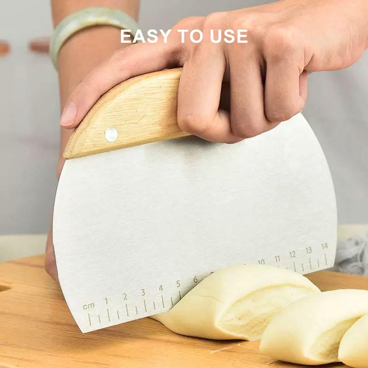 Dough Scraper - Pack of 2 dough spatulas with wooden handle - Dough Knife - Scraper - Vegetable Cutter - Dough Cutter - Dough Scraper - Dough Cutter - Durable - Stainless Steel - Dough Scraper - Semi-circular and Rectangular - Suitable for cutting dough,
