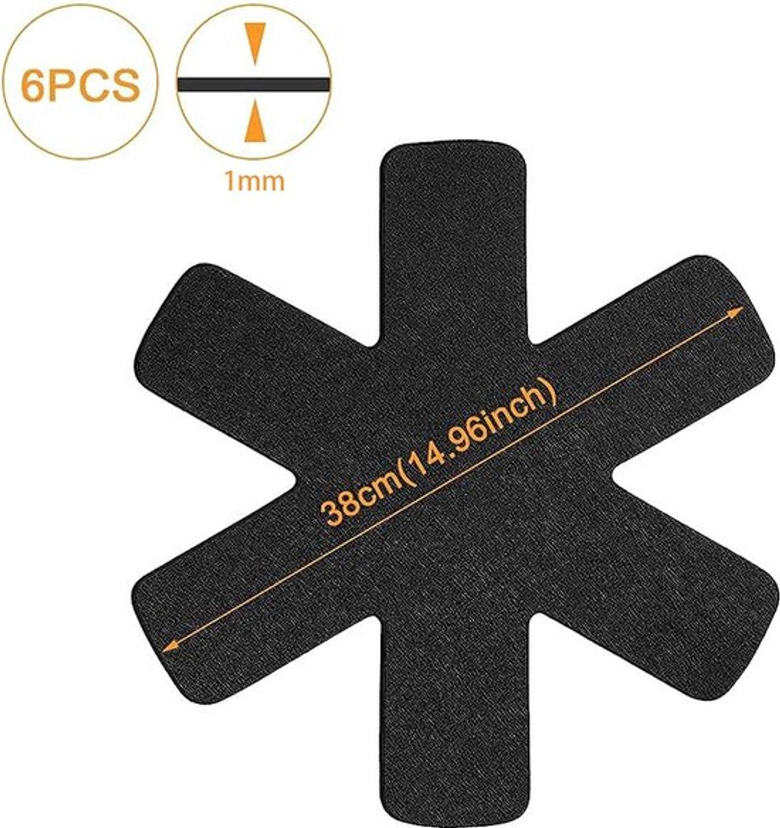 Pan Protectors - 6 Pieces - 38 Cm - Pan Protector - For Between Pans - Protection Set - Prevent Scratches on Cutlery - Anti-Scratch - Heat Resistant - Black