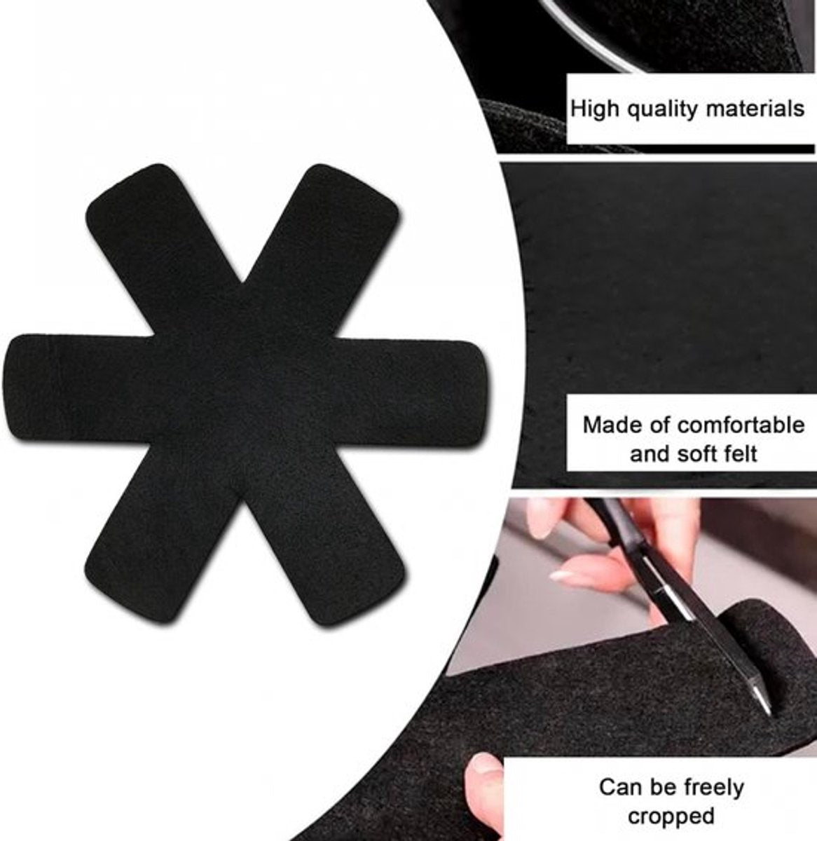 Pan Protectors - 6 Pieces - 38 Cm - Pan Protector - For Between Pans - Protection Set - Prevent Scratches on Cutlery - Anti-Scratch - Heat Resistant - Black