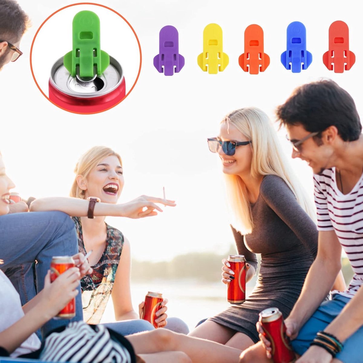 Can Opener - 12 Pieces - Can Opener - Can Opener - Can Opener For Cans - Can Sealer - Drink Can Opener - Can Lock - Aid For Rheumatism - Soft Drink Can Opener - Small Can Sealer - Against Insects And Leaks - 6 Colors