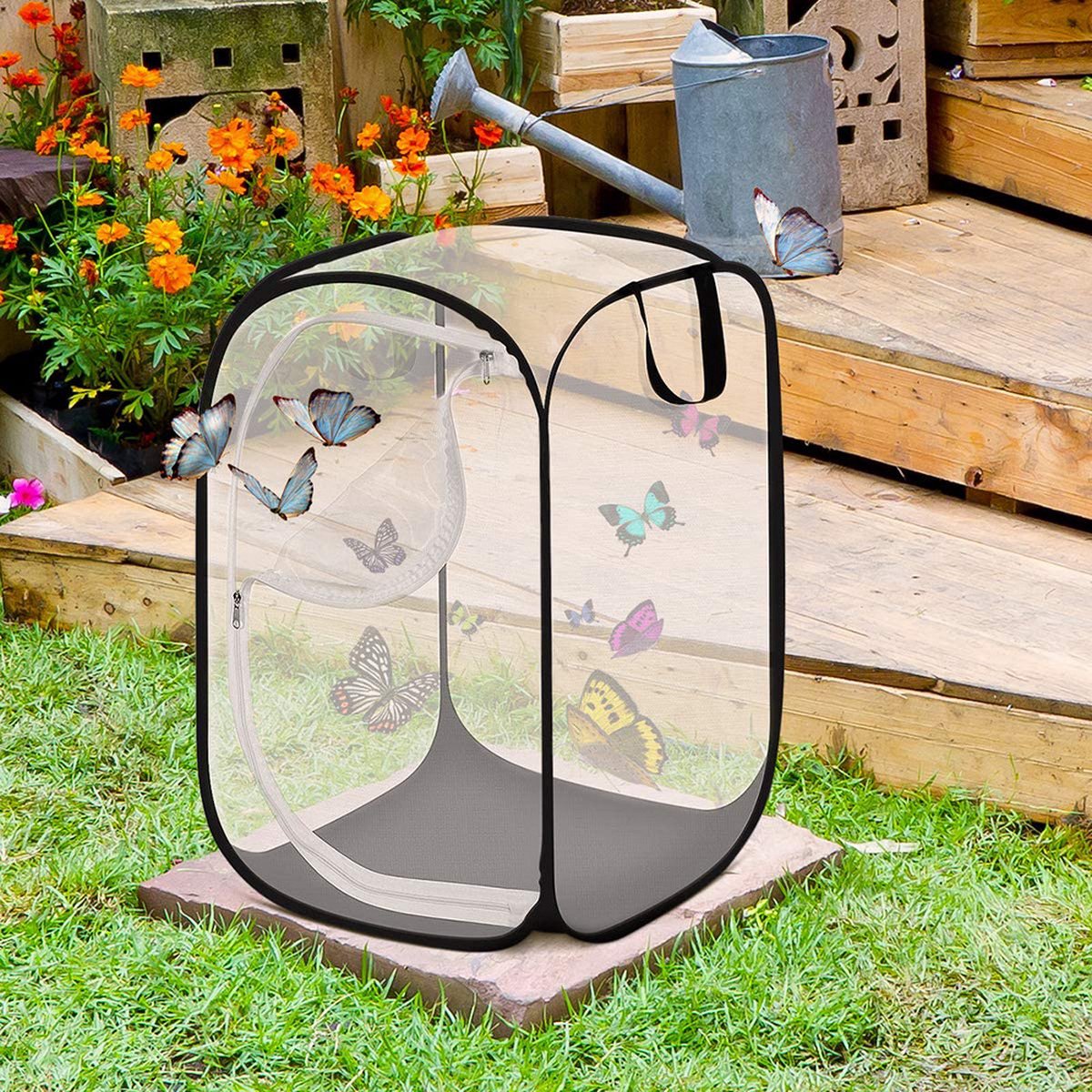Insect Net - Insect and Butterfly Habitat Cage - Insect Breeding Net - Insect Hotel - Large Portable - Insect Monarch Butterfly - Pop-Up Cage - Garden Toy - Discover Butterflies and Ladybugs for Children - 60cm High