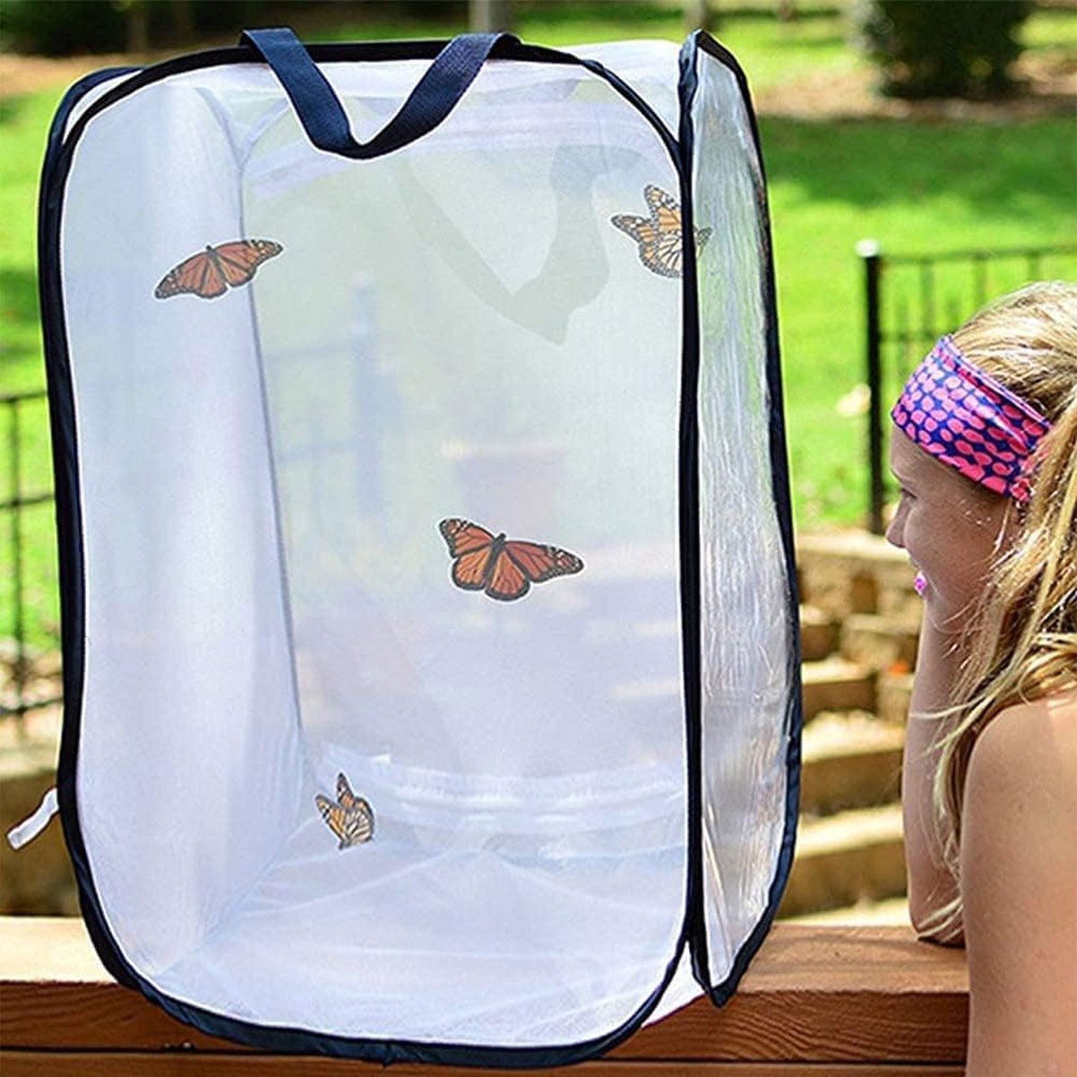 Insect Net - Insect and Butterfly Habitat Cage - Insect Breeding Net - Insect Hotel - Large Portable - Insect Monarch Butterfly - Pop-Up Cage - Garden Toy - Discover Butterflies and Ladybugs for Children - 60cm High
