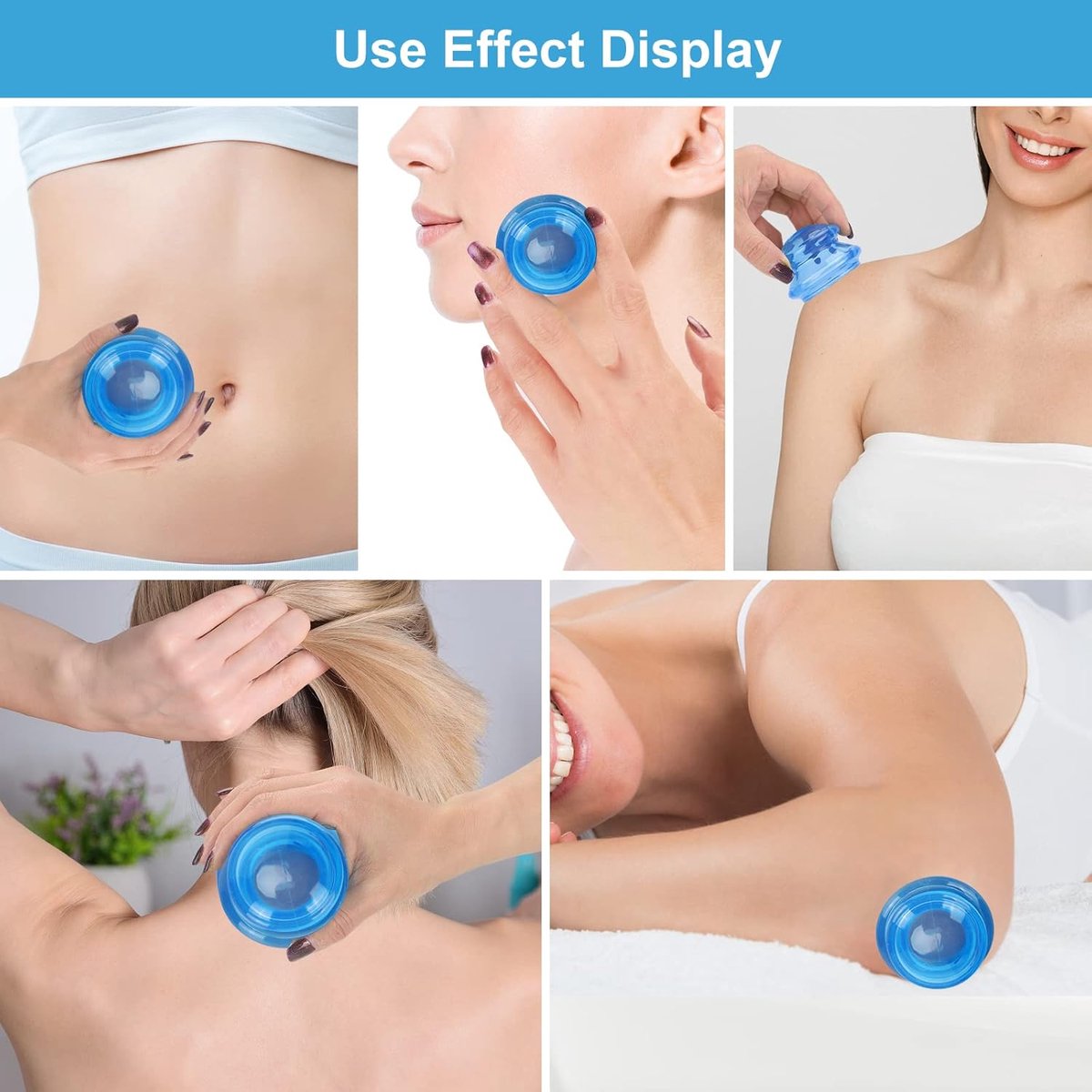 Cellulite cups - Cupping set of 4 pieces - Cupping cups - Full body - Cellulite Massage Device - Vacuum Silicone Cupping set - Cellulite Massage Cupping Cups - Anti-Cellulite - for Masseur and Home Use - Blue
