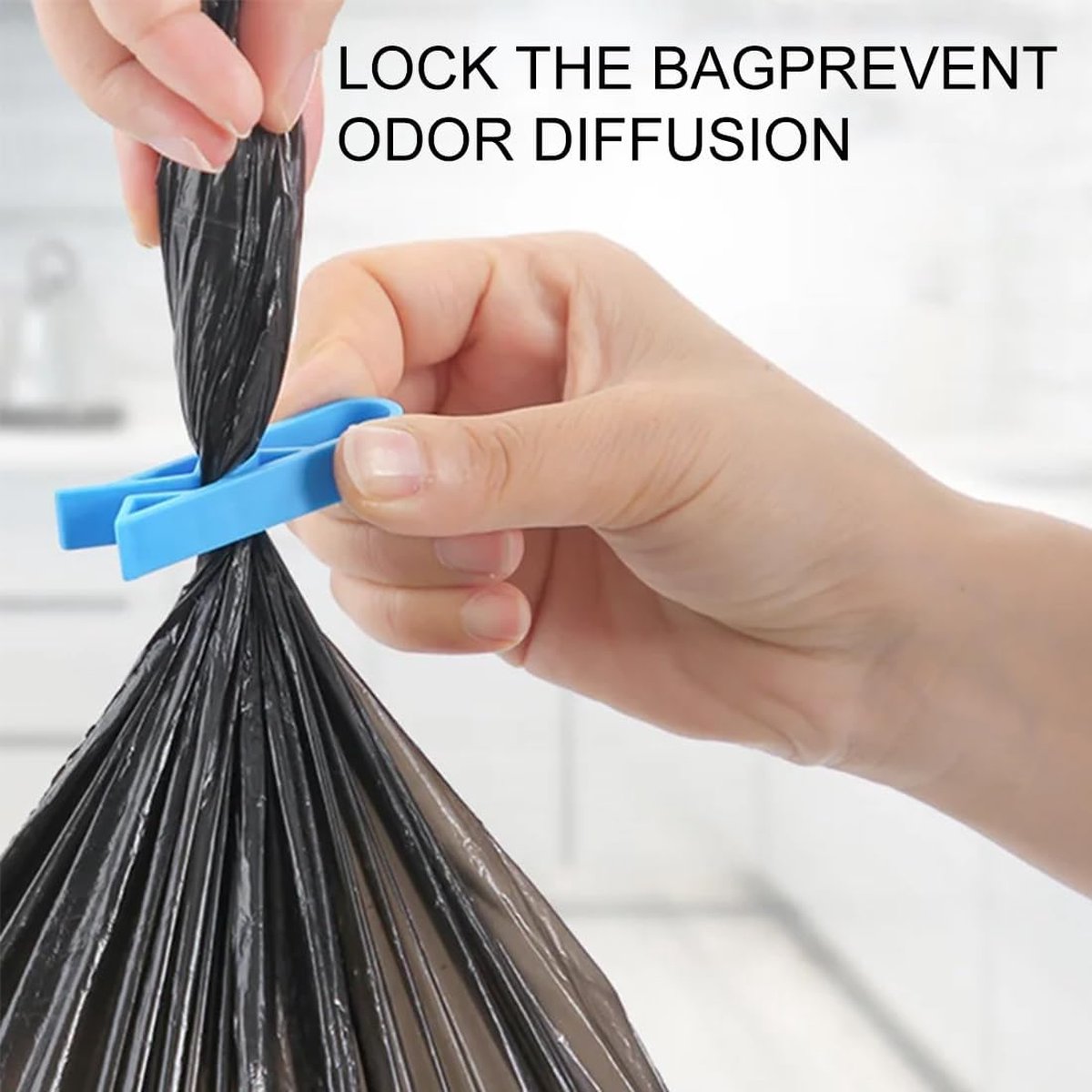 Trash Can Clips - 10 Pieces - Garbage Bag Grip - Garbage Bag Holder - Fixing Clips - Trash Can Fixation Clips - Waste Bag Clip Holder - Storage Clip - Anti-Slip Holder - For Garbage Bag - Garbage Bag Clamp - With Garbage Bag Closure Function - Plastic - B