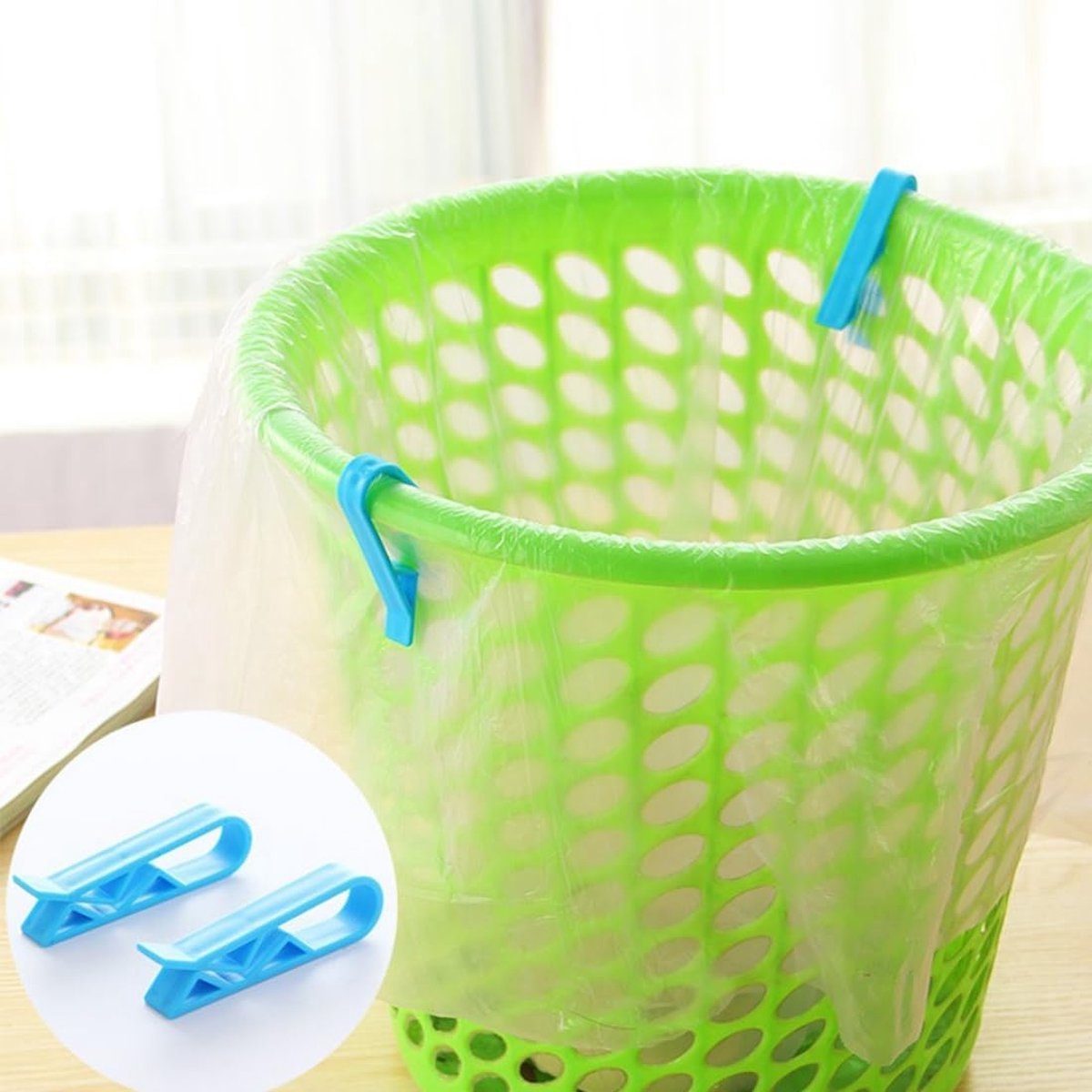 Trash Can Clips - 10 Pieces - Garbage Bag Grip - Garbage Bag Holder - Fixing Clips - Trash Can Fixation Clips - Waste Bag Clip Holder - Storage Clip - Anti-Slip Holder - For Garbage Bag - Garbage Bag Clamp - With Garbage Bag Closure Function - Plastic - B