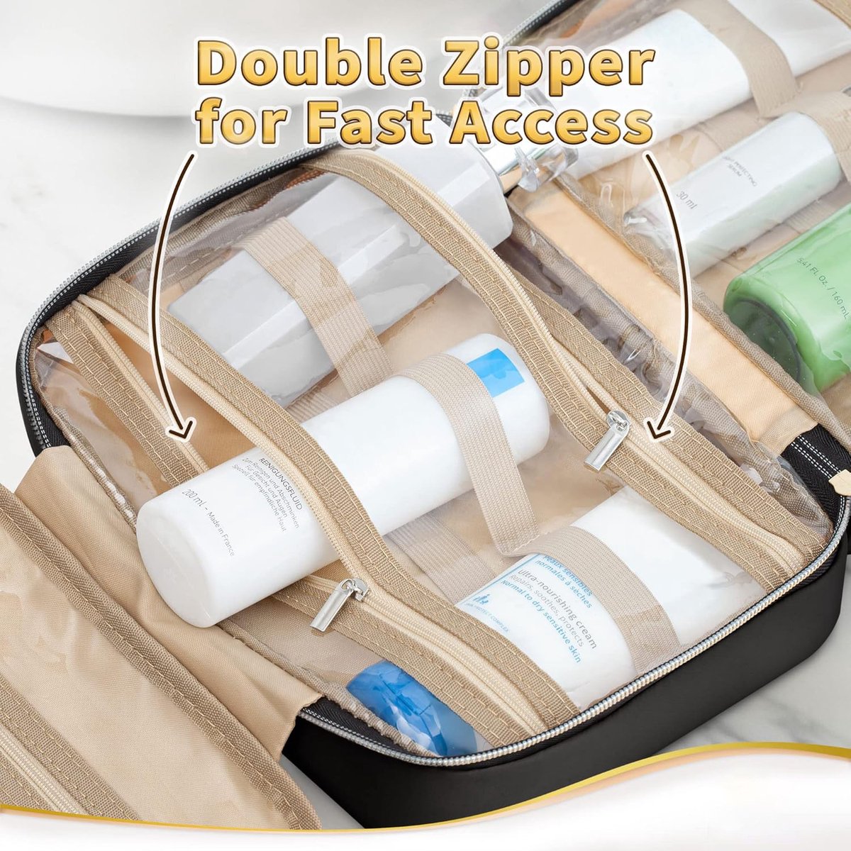 Toilet Bag With Hook - Hanging Toilet Bag - Women and Men - Water Resistant - Makeup Bag - Women's Beauty Case - Toilet Bag - Toilet Sack - Outdoor Travel Toilet Bag - Travel Organizer Men & Women, Girls and Children - Pink - Practical & Portable
