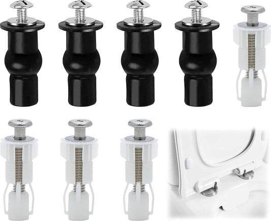 Toilet Seat Hinges - 8 Pieces - Stainless Steel - Universal Hinges for Toilet Seat - Toilet Seat Extension Screws - Universal Toilet Seat Screws and Bolts - Toilet Accessories - Toilet Seat Installation Mounting Set - Sturdy - Toilet Seat Parts