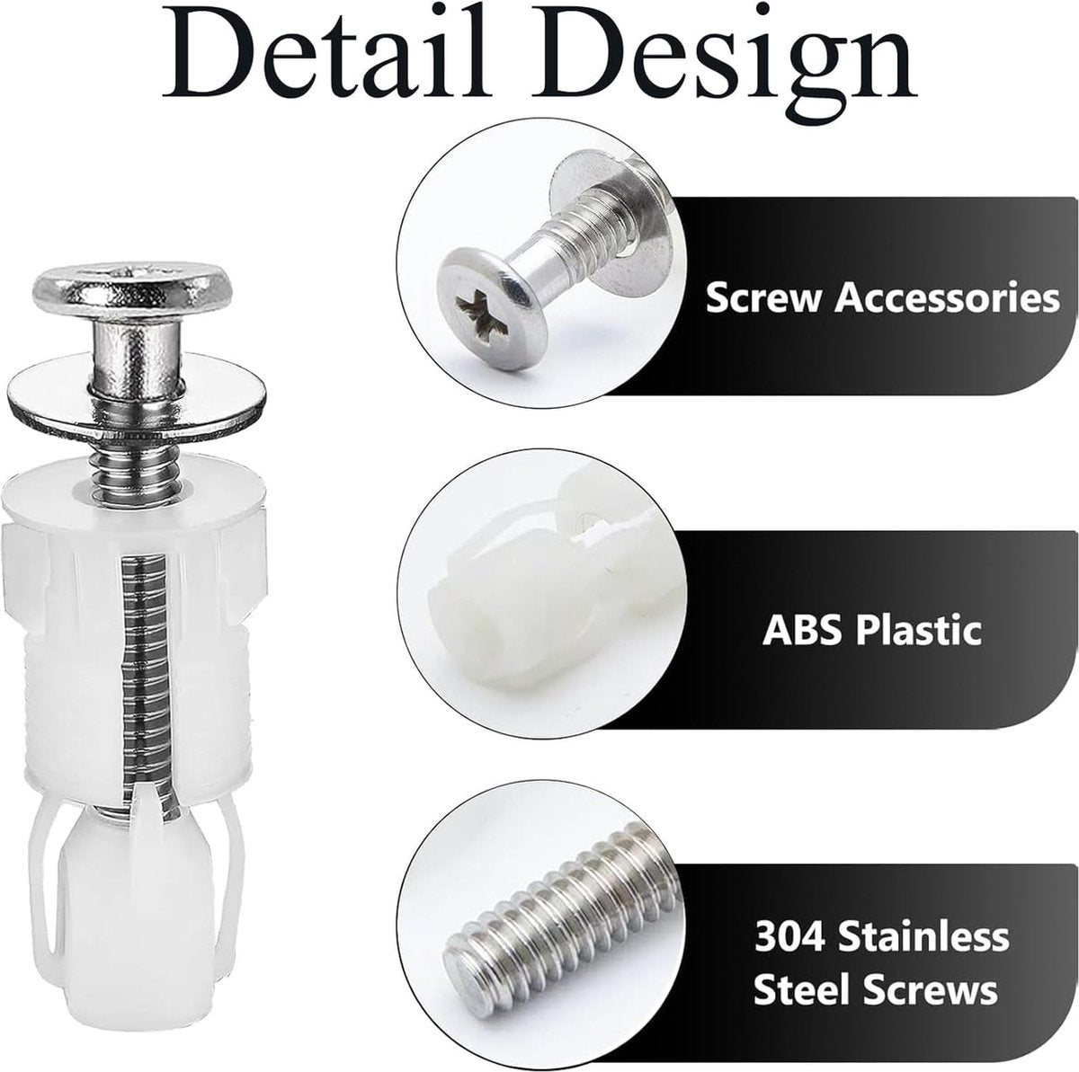 Toilet Seat Hinges - 8 Pieces - Stainless Steel - Universal Hinges for Toilet Seat - Toilet Seat Extension Screws - Universal Toilet Seat Screws and Bolts - Toilet Accessories - Toilet Seat Installation Mounting Set - Sturdy - Toilet Seat Parts