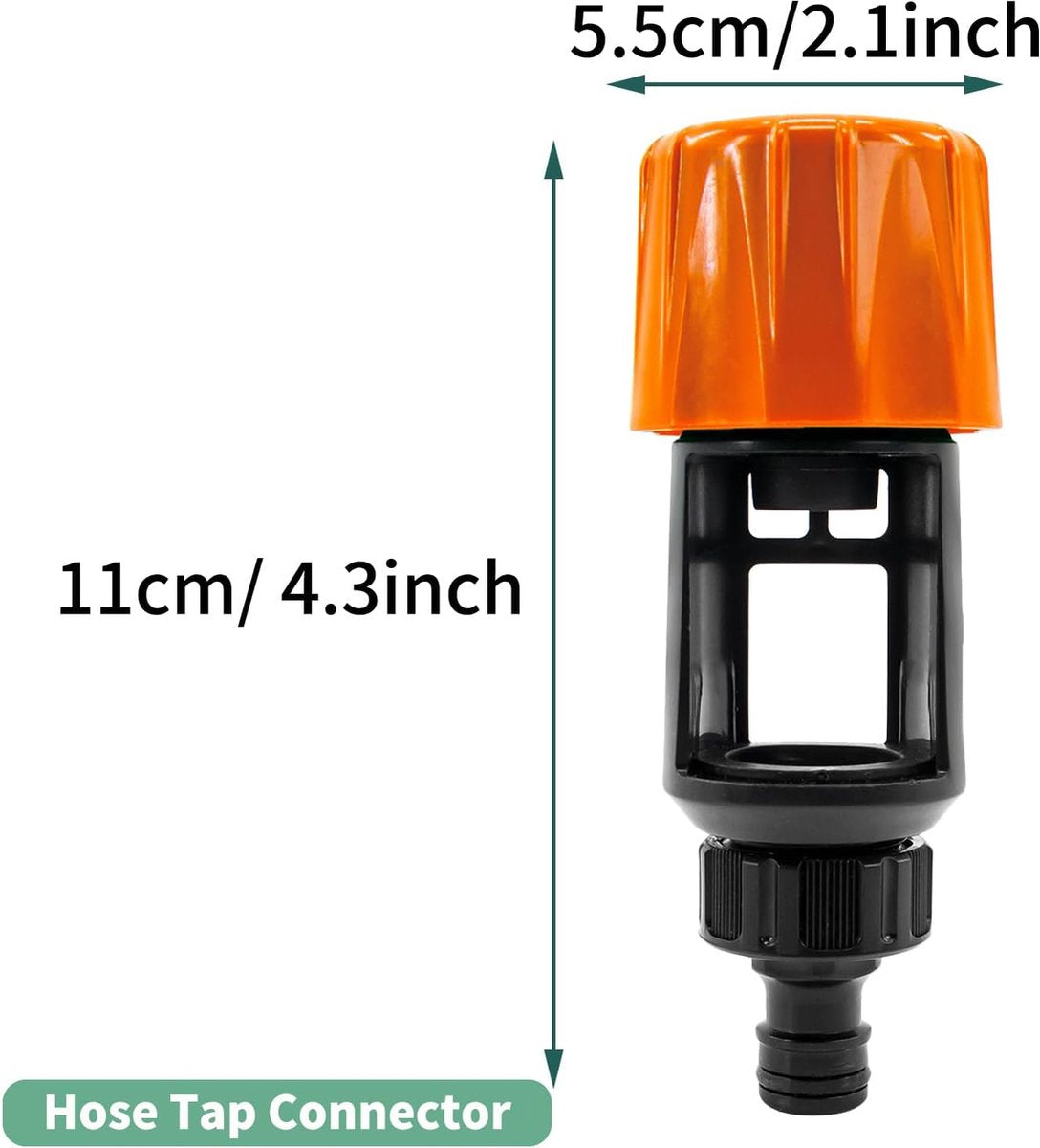 Garden Hose Coupling - 2 Pieces - Universal Kitchen / Bathroom Faucet to Garden Hose Adapter - ABS - Suitable for Hoses - Universal Water Thief - Garden - Orange - Sturdy & Durable