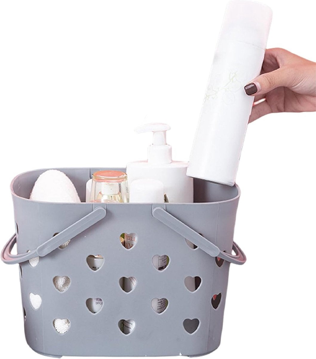Shower Baskets - Bathroom Bottle Holder - Shower Rack - Shower Basket - Shower Rack - Bathroom Organizer - Shampoo Holder - Storage Baskets - Hangable - Plastic - For Shampoo/Shower Gel - Portable - Heart Shape - Gray