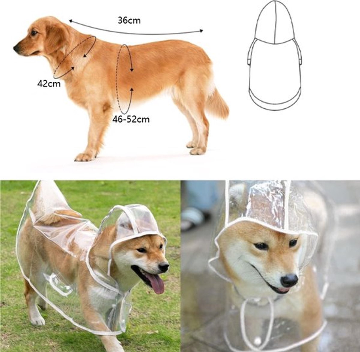Dog Raincoat - Dog Raincoat - Dog Raincoat with Hood - Waterproof Raincoat - Comprehensive Protection - Bite-Resistant Pet Rain Poncho - For Small to Medium Dogs - Size XL - 1 Piece