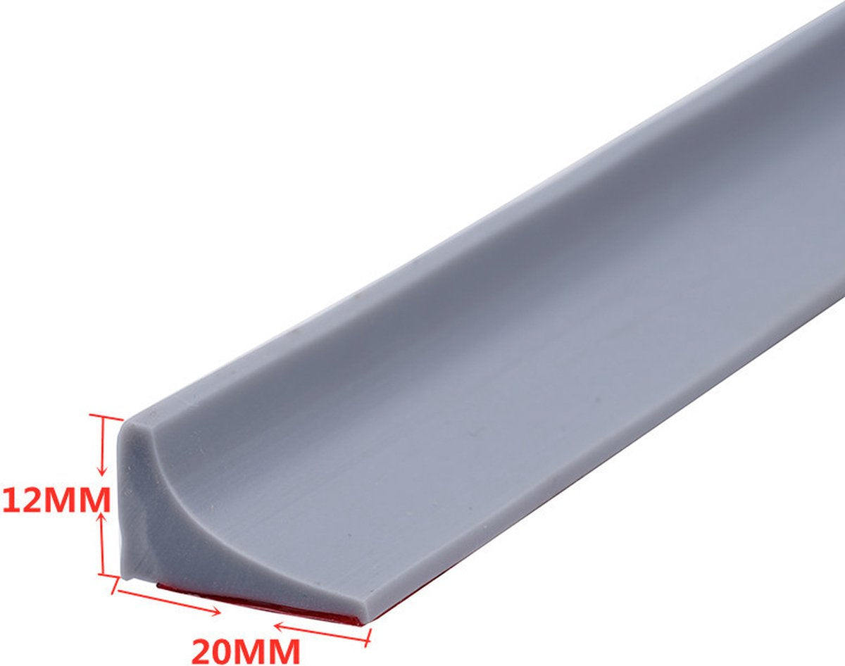 Water stopper - Water barrier - Anti-water strip - Water-repellent strips for countertops - Self-adhesive - Threshold strip - 200cm - Leakage - Sanitary - Kitchen, Bathroom - Grey