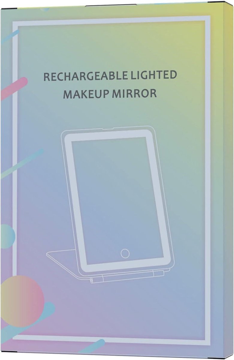 Rechargeable travel makeup mirror with lighting - 10x magnification - portable illuminated makeup mirror - 80 LEDs - 2000 mAh battery - 3-color lighting - touch dimming - tabletop