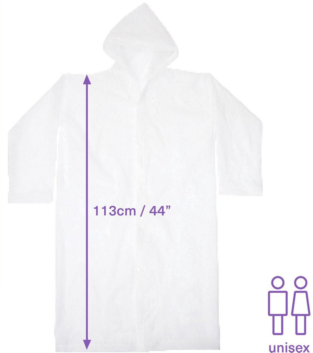 Rain Ponchos - Reusable Rain Poncho for Adults (Transparent EVA) - Raincoat - Rain Cape - Mackintosh for Camping - Suitable for Hiking, Festivals, Cycling, Motorcycle - Unisex - Lightweight - Waterproof - 1 piece