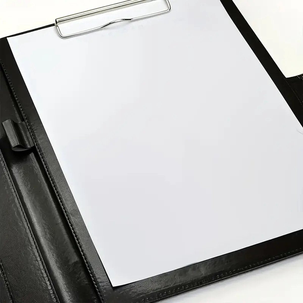 A4 Writing Folder - Conference Folder - Writing Pad - Eco Leather - Documentation Folder - Work Folder - Leather Conference Folder - Business Travel Portfolio Folder - With Ring Binder and Pen Holder - Sustainable - Black