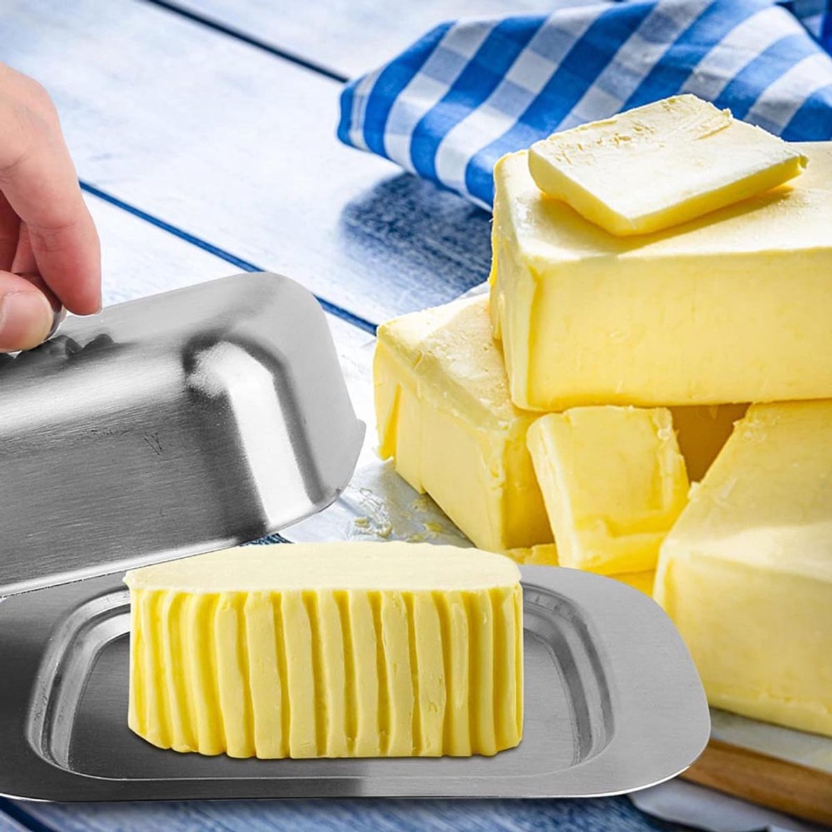 Butter Dish With Lid - Stainless Steel - Small Butter Dish Freshness Container - Butter Holder - Butter Dish - Storage Box For Butter - Butter Clock - Butter Box - Fresh Butter - Sustainable - Kitchen Utensils - For All Common Butter And Other Foods - Sil