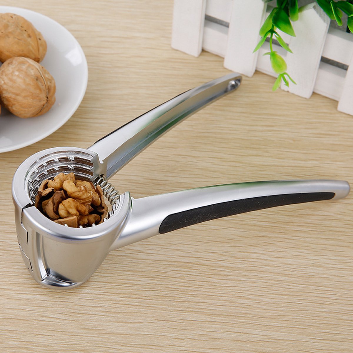 Nutcracker - Walnut Cracker - Multifunctional Nutcracker - Conical Nutcracker - Nutcracker Tongs - Non-slip Handle - For All Types of Nuts - Silver