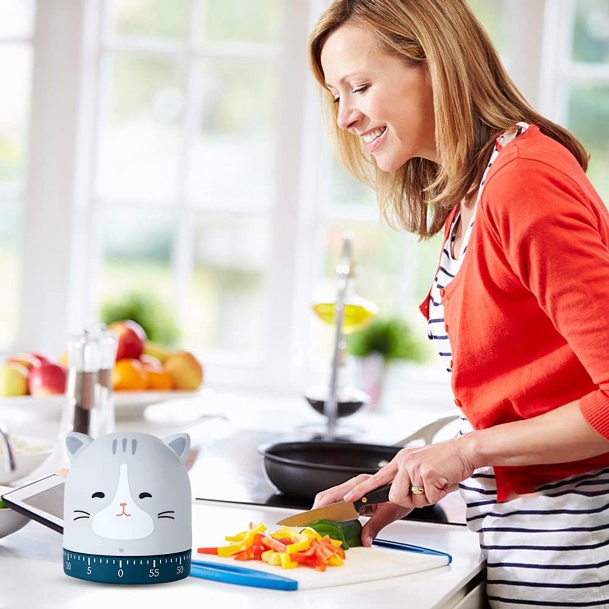 Kitchen Timer - Creative Cat Shape Digital Timer - High Quality Egg Timer - Portable BBQ Timer - Multifunctional Egg Timer - Egg Timer - Egg Alarm - Cooking Timer - Kitchen Timer - Mechanical Countdown - For Baking/Cooking/Learning